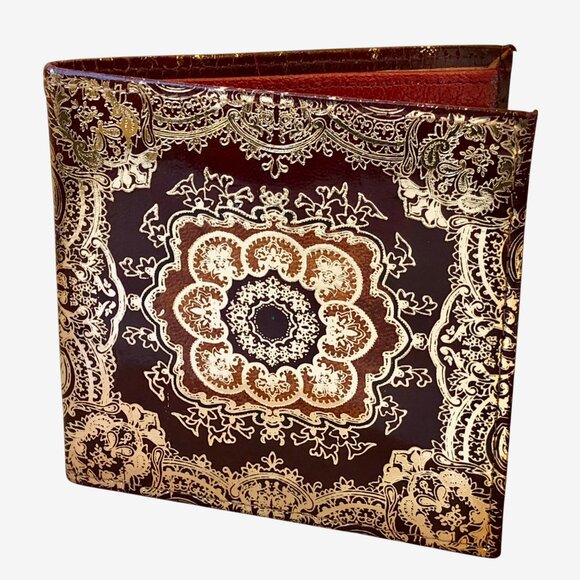 Mannelli Florence Italy Pelletterie Vintage Wallet Bi-Fold Change Gold Embossed - Picture 14 of 14
